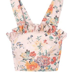 Rebecca Taylor Marlena floral linen ruffle top